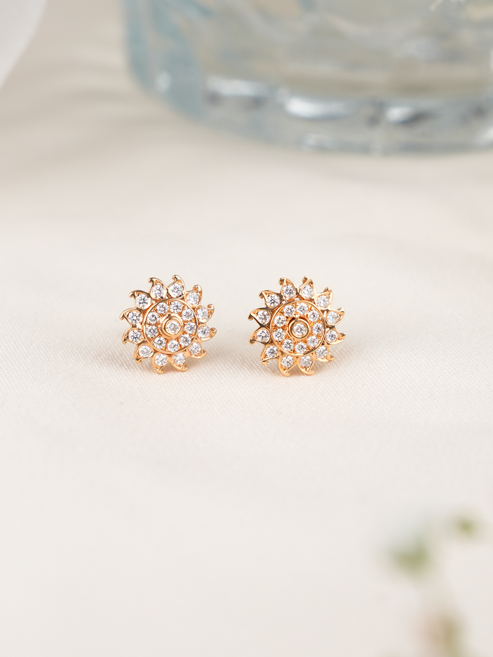 Grace Floral Halo Diamond Stud