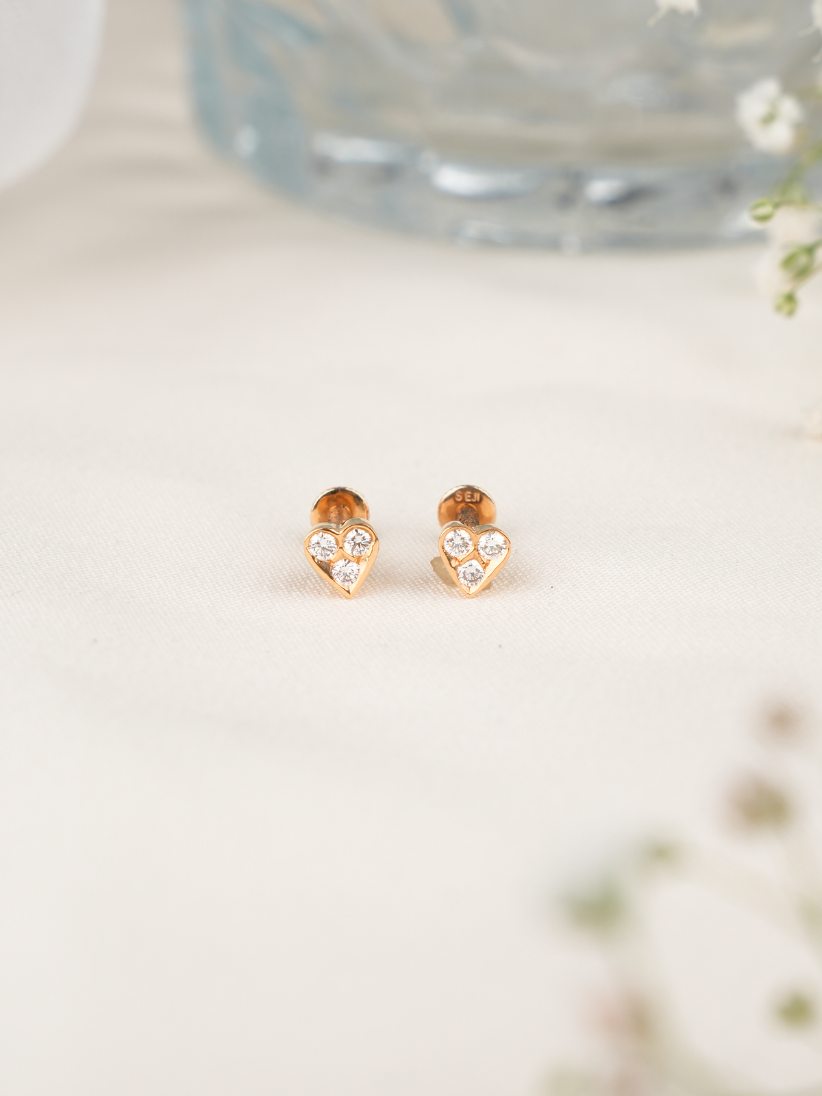 Heart Shape Diamond Stud