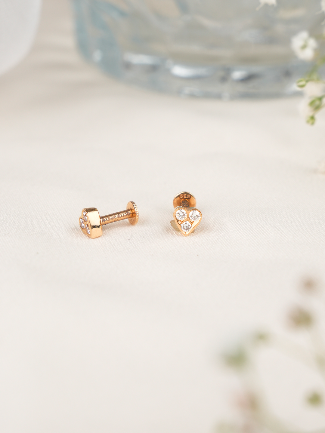 Heart Shape Diamond Stud