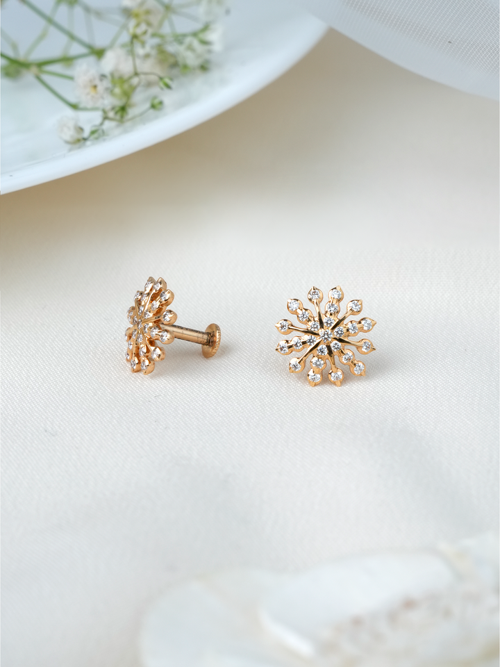 Sunburst Petal Diamond Stud