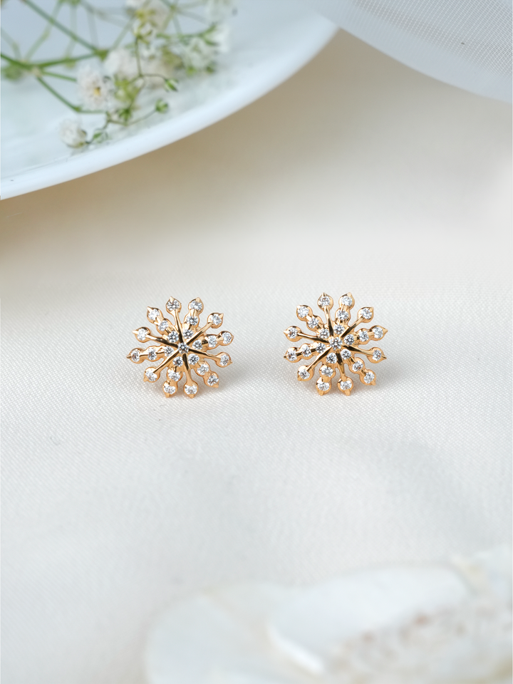 Sunburst Petal Diamond Stud