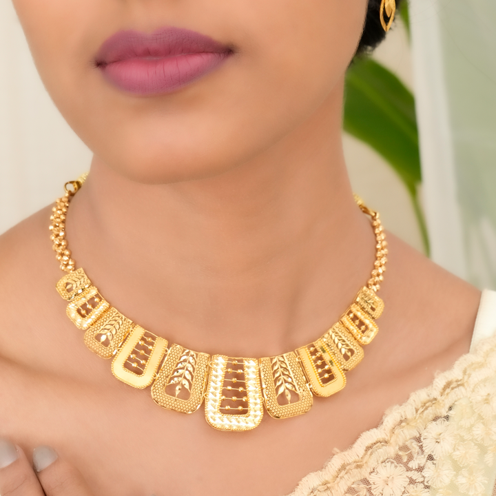 Fancy Panel Shine Designer Gold Necklace