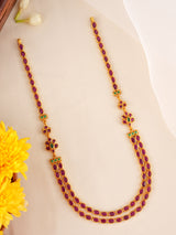 Double Layered Ruby Necklace – Gold Plated Elegant Layered Design