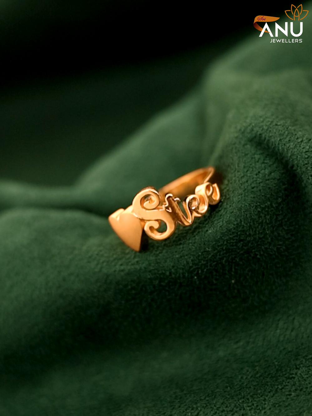 Heart With Name Shape Gold Ring
