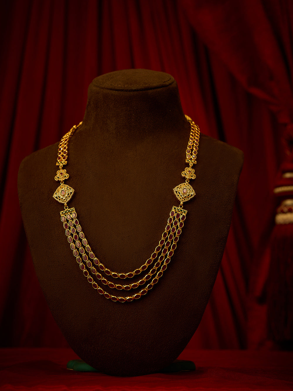 Veenu Ruby Two Layered Necklace